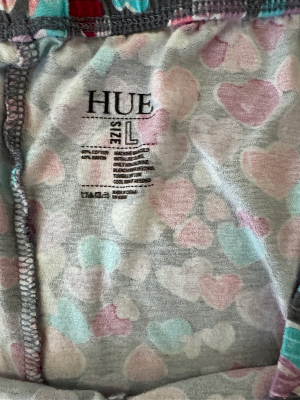 HUE Pink Scoop-Neck Top with Multicolor Heart-Print Pajama Pants - Picture 5 of 6